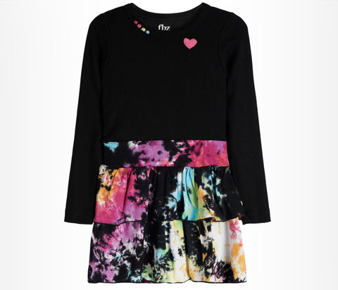 Flowers By Zoe Black Multi Tie Dye Dress