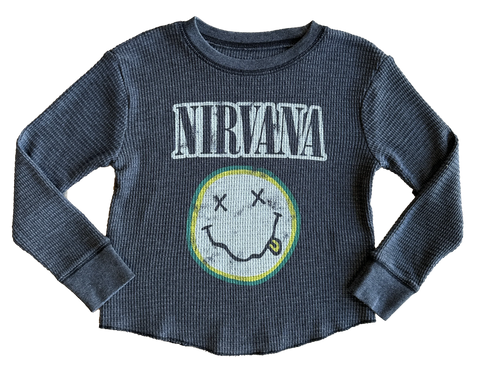 Rowdy Sprout Nirvana Smiley Long Sleeve Thermal Tee