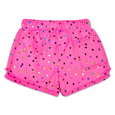 IScream Pink Foil Heart Plush Shorts