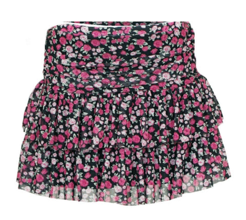 Flowers By Zoe Pink Floral Chiffon Skirt