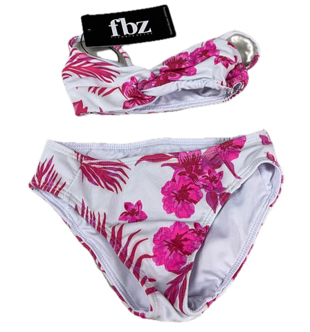 Flowers By Zoe Pink and White Hawaiian Print 2 Pc Bikini