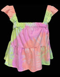 Erge Designs Tie Dye Vortex Yellow Pink & Orange Tank /Top/Shorts/Dress Or Skorts