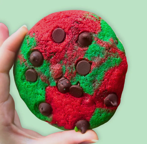 Baked in Color Christmas Themed Chocolate Chip Cookie