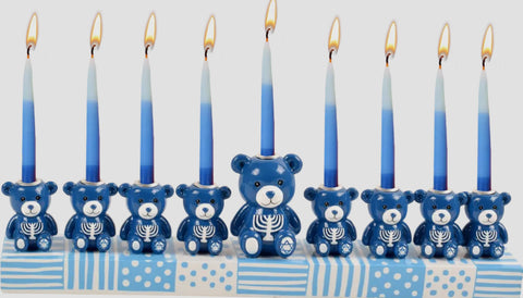 Chanukah Hand Painted Teddy Bears Menorah