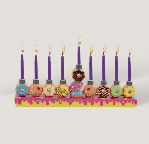 Chanukah Hand Painted  Donuts Menorah