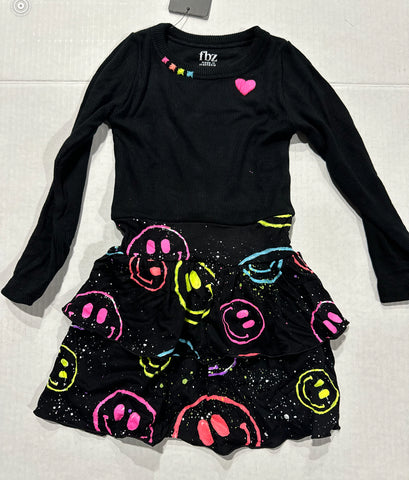 Flowers By Zoe Black multi Neon Smiley Dress