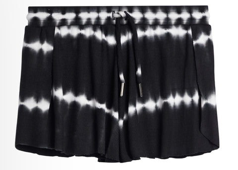 Flowers By Zoe Black /White Ribbed Tie Dye Shorts