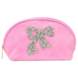 IScream Glitter Bow Oval Cosmetic Bag