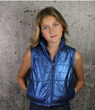 If So Clothing Puffer Metallic Vests  Blue, lilac, or green