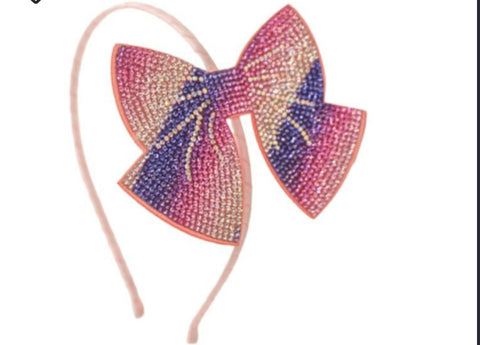 Bari Lynn Thin Crystalized Bow Headband