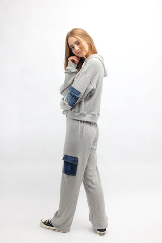 Flowers By Zoe Grey Denim Cargo Flare Pant Or Hoody