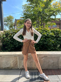 If So Clothing Camel Velvet Skirt