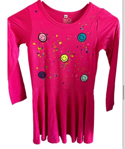 Rock Candy Hot Pink Splatter Smiley Dress