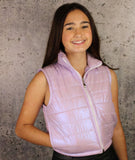 If So Clothing Puffer Metallic Vests  Blue, lilac, or green