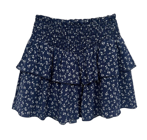 Katie J Tween Brooke 2 Tier Ruffle Skirt Evening Blue Ditsy Floral