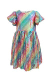 Lola And The Boys Shimmer Rainbow Sequin Dress