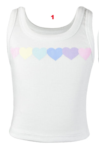 Flowers By Zoe White Tank With Pastel Hearts