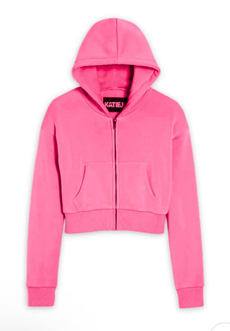 Katie J Juniors Dylan Zip Up Crop Hoodie