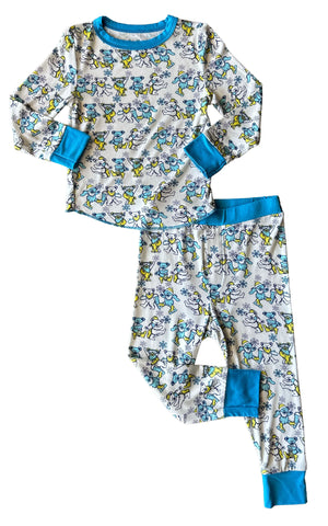 Rowdy Sprout Grateful Dead (tm) Blue Snow Bears Bamboo Thermal Set