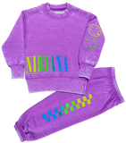 Rowdy Sprout Nirvana Plum Nevermind Crewneck  Or Rainbow Check Sweatpants