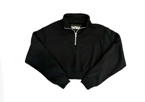 Katie J NYC Junior Dylan Three Quarter Zip Sweatshirt Black