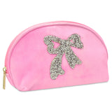 IScream Glitter Bow Oval Cosmetic Bag