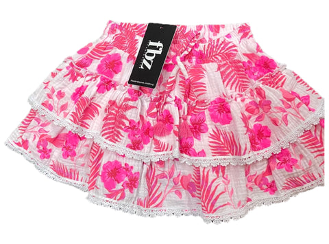 Flowers By Zoe Pink  Hawaiian Floral Skirt