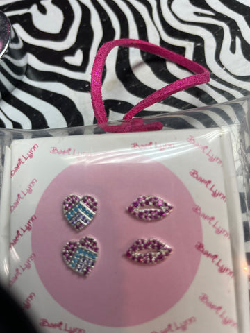 Bari Lynn Hearts And Lips Pierced  Earrings