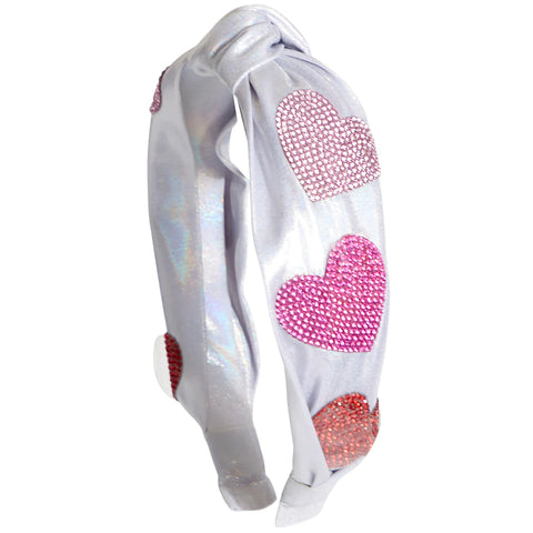 Bari Lynn Crystal Multi Colored Heart Knotted Headband