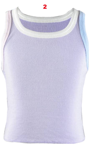 Flowers By Zoe Lavender Tank With White, Light Pink & Light Blue Pastel Trim