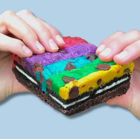 Baked in Color Rainbow Brookie Squares