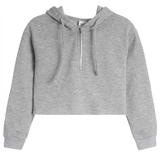 Brushed Soft Cloud Crop Half Top  Hoodie /Or Short