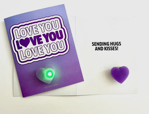 Love You ! Camp Card With LED Purple Heart Shoe Charm