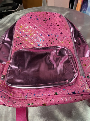 Bari Lynn Metallic Stars Pink Backpack