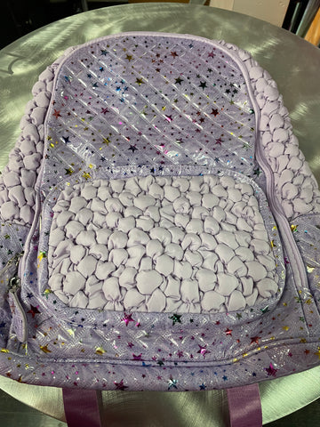 Bari Lynn Metallic Stars Purple Backpack