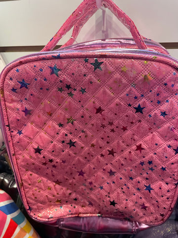 Bari Lynn Metallic Pink Stars Lunchbox