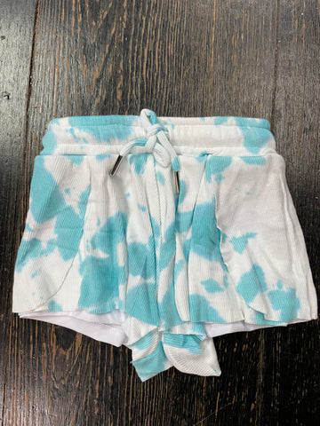 Flowers By Zoe Aqua Tie Dye Ribbed Shorts Or Tank