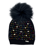 Bari Lynn Sprinkle Jeweled Hat With Fur Pom Or Gloves