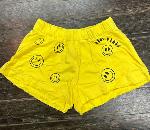 Flowers By Zoe Smiley Good Vibes Yellow Shorts