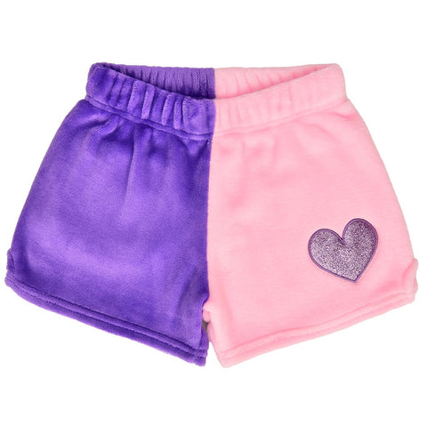 Iscream Vivid Violet & Rose Heart Color Block Plush Shorts