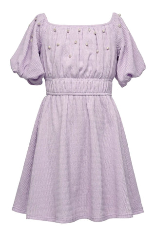 Hannah Banana Lavender Bell Sleeve Pearl Dress